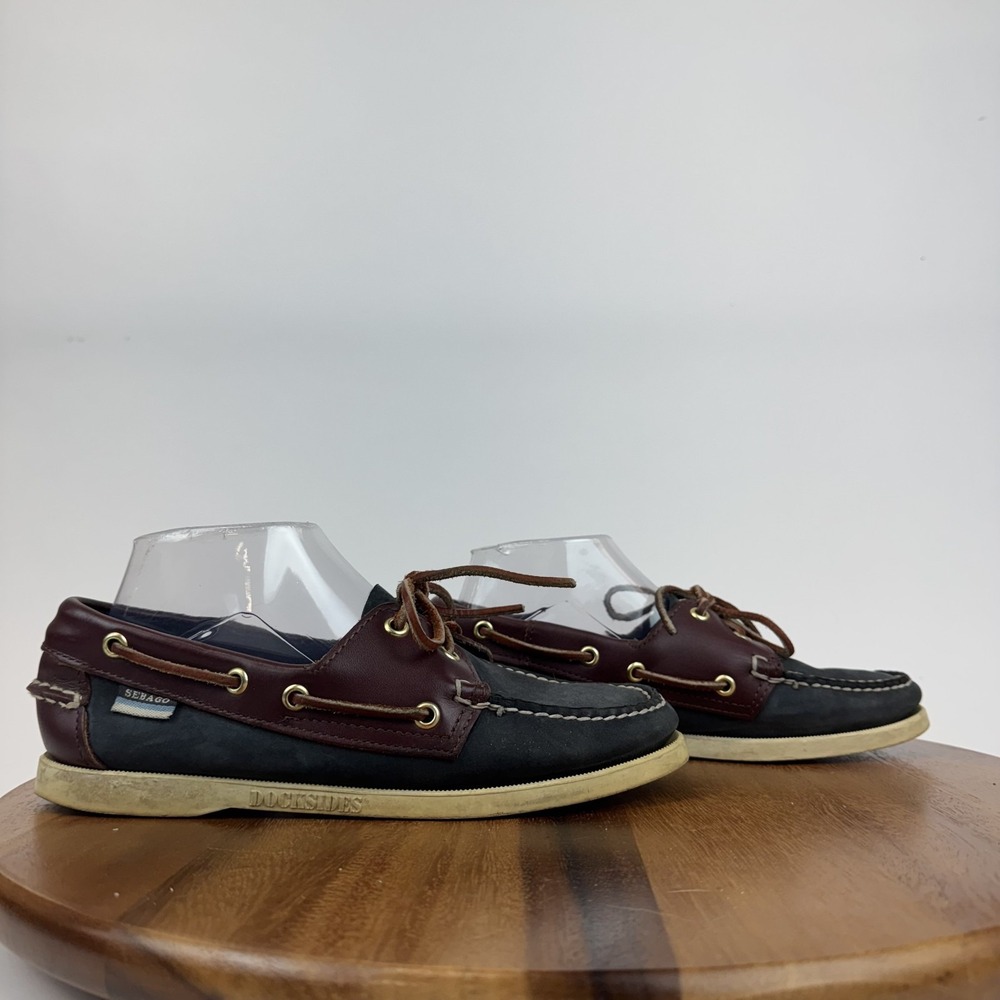 Womens Sebago Docksides Portland Nubuckโ Waxy Blue Causal Boat Shoes Size 7.5 M